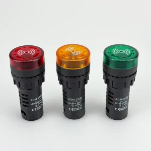 AD16 22SM 22mm Red LED Indicator with Flasher Buzzer for 6V 12V 24V 48V 110V 220V IP55 Electric AC DC Power Supply