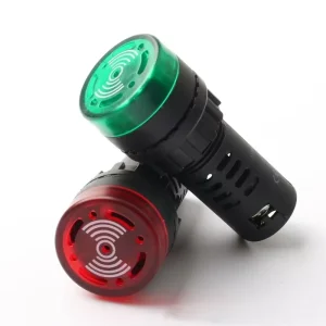 AD16-22SM Electric Buzzer Indicator Light Built-in Buzzer Sound Button for DC12V AC220V for Sound Indicator Light Applications