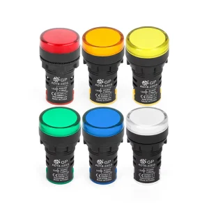 AD16 22mm LED Indicator Light 30V 48V 240V 480V AC/DC Panel Mount LED Waterproof Bezel Multiple Color Control Panel Indicator