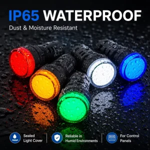 AD22-22DS 22mm IP65 Plastic LED Indicator Light 12V 220V 380V Control Cabinet Panel-Mount Indicator