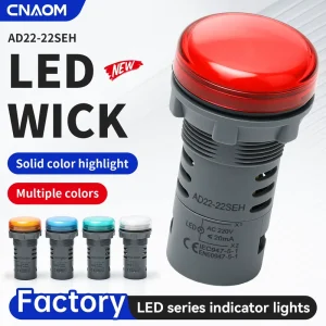 AD22 Series Indicator Lamp Waterproof Signal Light Red Green Yellow Blue White LED Higher Light Indicator Light