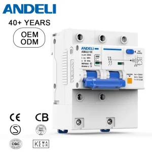 ADB3-125LE-2P Miniature 100amp MCB RCCB 25A C Curve Breaking Capacity 3P Polyester and Copper 380V 50/60Hz Rail Mounting