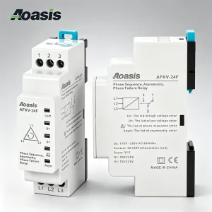 AFKV-24F 3*380VAC 50/60HZ Over Volt 180V Under Volt 500V DIN Rail Phase Sequence Asymmetry Fixed 11% Phase Failure Relay