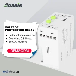 AGK 03 Voltage Protection Relay 380VAC 3 Phase Adjustable Protection Delay 0.1-10s Din Rail Mount Mini Relay