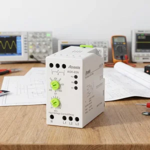 AGK 03N Voltage Protection Relay 380VAC+N 50 60Hz 3 Phase Din Rail Adjustable Delay CE Mini Protection Relay