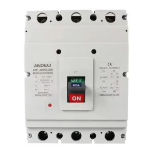 ANDELI AM1 800M 3300MCCB with a Rated Current of 800A a Rated Voltage of 380V and a Rated Frequency of 50Hz