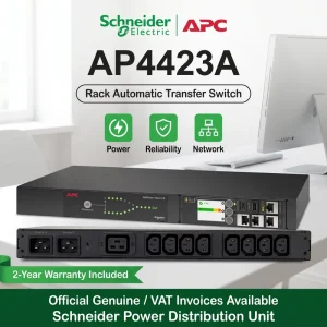 APC AP4423A 3-Pole 1U 16A Single Phase Automatic Transfer Switch (ATS) Data Center Redundant Supply Utility to Generator Made PH