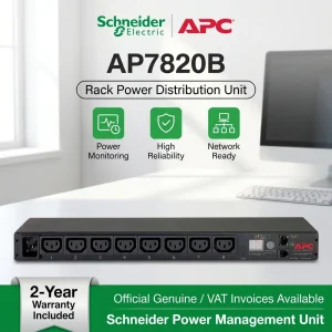 APC AP7820B Industrial Electric Power Transmission Rack Power Distribution Box (PDU) Metered 1U 12A/208V 10A/230V 8-Socket C13