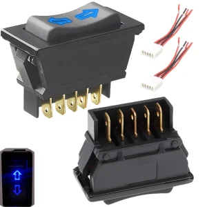 ASW 01 Car Power Window Switch 12V 20Amp Glass Lift Control Power Window Button 5P Momentary Rocker Toggle Switch (ON) Off (ON)