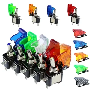 ASW-07D Toggle Switch with LED Light 12V 20A Rocker Switch Waterproof Fitment for Car Modification