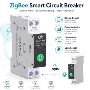 AT SY1 TSZ Zigbee Smart AC MCB Circuit Breaker with Rail Mounting Copper Material Metering Timer & Remote Control