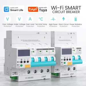 AT Tuya 4P Smart Circuit Breaker Wifi Smart RCBO Timer Metering Wireless Remote Control with Leakage Protection by Smart Life