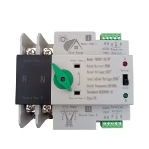 ATS 100A 2P Dual Power Automatic Transfer Switch PC Type Solar Accessory YSQ3R-100/2P IEC60947-11 Standard 230V 50/60Hz