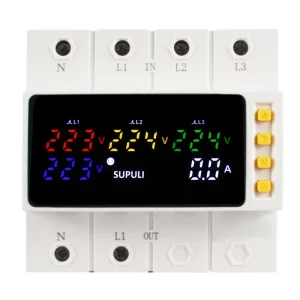 ATS 63A 100A 3 in 1 OUT Automatic Phase Transfer Switch Adjustable Over and Under Voltage Current Protection