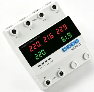 ATS 63A Three Way Voltage Overcurrent Protector Four Displaysats Switch Automatic Transfer Single Phase Household Industrial Use