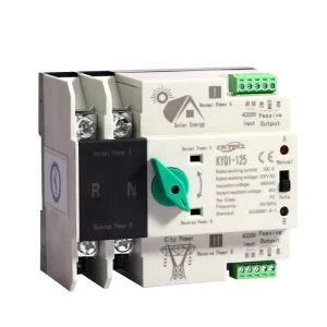 ATS Miniature Dual Power Automatic Transfer Switch KYQ1 125E 2P 3P 4P 63A 100A Photovoltaic Automatic Switching PV Auto Switch