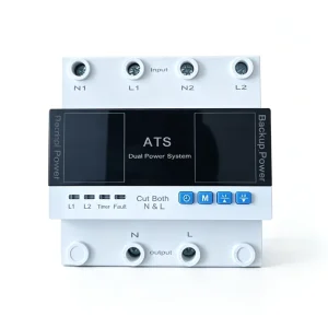 ATS Over and Under Voltage Automatic Transfer Switch PC Type Single Phase 2-Pole 1 KA Breaking Capacity IP20 Dual Display