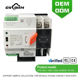 ATS Switch Automatic Transfer 2P 63A 220V Dual Power Controller for Home Solar System