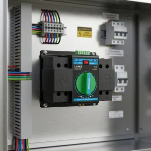 ATS Three Phase Panel Mounting 400V 50/60Hz 4P 63A Dual Power Automatic Transfer Switch Model LKQ2-63E/4P Changeover Switch