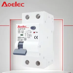 AUB7HLM RCBO Residual Overcurrent Circuit Breaker with CE Certified PA66 Enclosure 2-Pole 10kA Breaking Capacity