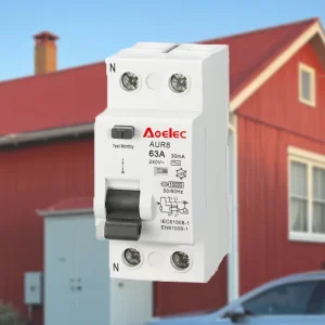 AUR8 RCCB 2P 10kA High Breaking Capacity Modular Residual Current Circuit Breaker Auto Reset Type Industrial Household