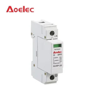AUSP 40 Modular Din Rail Signal Protection Surge Protective Device (SPD) 1P CE Certified IP20 10kA PA66 Enclosure Fire
