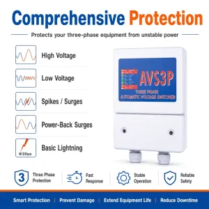 AVS3P Automatic Voltage Protection Relay Direct Wire Power Protector for AC Plants Industrial Equipment