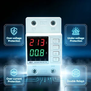 Adjustable Voltage and Current Dual Relay Protection Device 220V 63A L+N Double Break Overvoltage Undervoltage Protection
