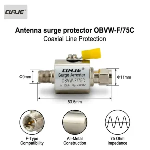 Antenna Surge Protection F Connector Surge Protector Signal Protection Device Lightning Protection 20kA Max Discharge Current