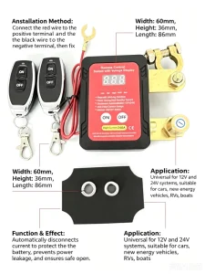 Automatic Switch Remote Key Car Battery Isolation Remote Key Automatic Switch Remote Control 433 Key Operation HUANMAOXIN HMX 08