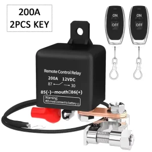 Automotive Copper 200A 12VDC Battery Disconnect Anti-Theft Dual Remote Control Switch Relay
