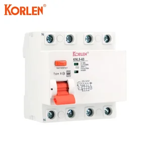 B Type 4P 16-63A 6kA 240/415V RCD Overload Protection RCCB Din Rail Residual Current Industrial Electronic Equipment