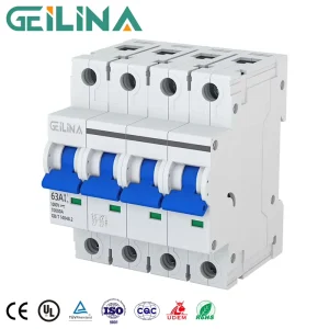 B5-63 MCB 1P 2P 3P 4P 16A 20A 32A 40A 50A 63A Miniature Circuit Breaker AC 230 400V DIN Rail Mount 6kA Breaking Capacity Copper