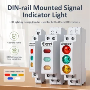 BD9 DIN Rail Mounted Red LED Signal Indicator IP20 Screw Terminal Connector AC DC Universal 10000 Hours Lifespan