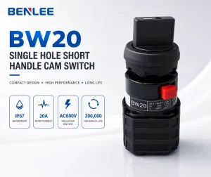 BENLEE BW20 Single Hole Short Handle Cam Switch IP65 20A AC690V Rotary Selector Switch