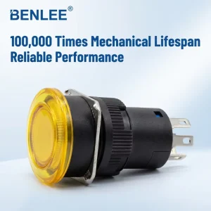 BENLEE Mushroom Push Button Light Switch Self Locking Self Reset IP40 100,000 Cycles 1NO1NC