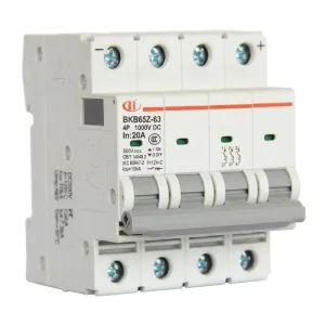 BKB65Z-63-4P DC 1000V 63A Miniature Circuit Breaker (MCB) 10kA High Breaking Capacity Copper Plastic Solar PV Hospital Grade CCC