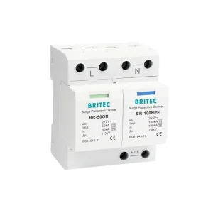 BR-50GR 1+1 Lightning Protector Device 50kA Type 1 Surge Arrestor 50ka Spark Gap Protection Single-Phase AC Surge Protector