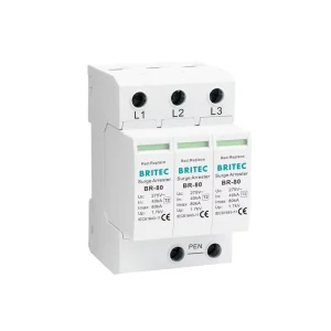 BR 80 3P T2 80kA AC Three Phase Lightning Arrester Power Surge Protection Triple Pole Surge Protective Device Class II
