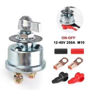 Battery Circuit Breaker for Boat Car Camper Truck 12 48V High Current Battery Power Cut Isolator Kill Switch Kit 300A Stud M10