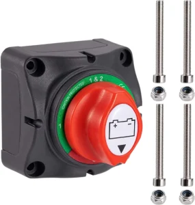 Battery Disconnect Switch 1-2-Both-Off DC 12V-48V 200A Master Marine Battery Switch Power Cut Off for Marine Battery Isolator