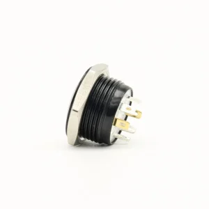 Black Flush Mount Ultra Short Micro Travel Waterproof 1NO Push Button Switch with Ring LED for Panel Mount Solder Pin