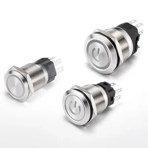 Black Metal DC Push Button Switch Start Stop 16/19/22mm Connected LED Backlit Power Latching Illuminated Switches