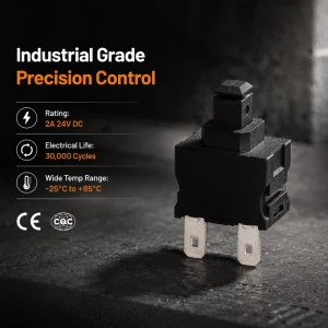 Black Plastic Pushbutton KAN-50 24V 2A High Precision 19x28mm Durable Tactile Switcher IP60 Electronics OEM