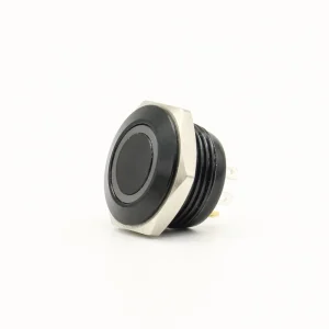 Black Ultra Short Micro Travel Momentary Waterproof 1NO Push Button Switch with Ring LED Illumination PCB Mount Pin