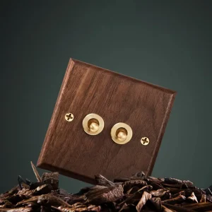 Black Walnut Solid Wood Retro Switch Panel Brass Toggle Antique Artistic Design Wall Light Switch for Home Decor USB-C