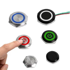 Blue LED Lighted Push Button Switch 19mm 12V 1A IP67 Stainless Steel 1NO on Off Latching Power Switch for PC Case DIY Project