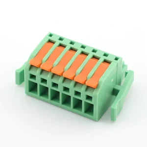 Brass 6P Terminal Blocks 3.81mm Plug in Type Pluggable Buckle Type PCB 300V 10A