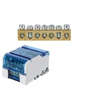 Brass Automotive Guide Rail Type Junction Box Model 407 125A 5-10 AWG Splitter Zero Terminal Block Four in Forty Out