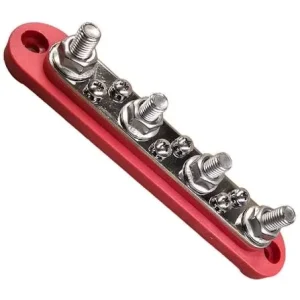 Busbar M8 6 Pole Copper Automotive Power Distribution Surface Mount Terminal Blocks 150A Red